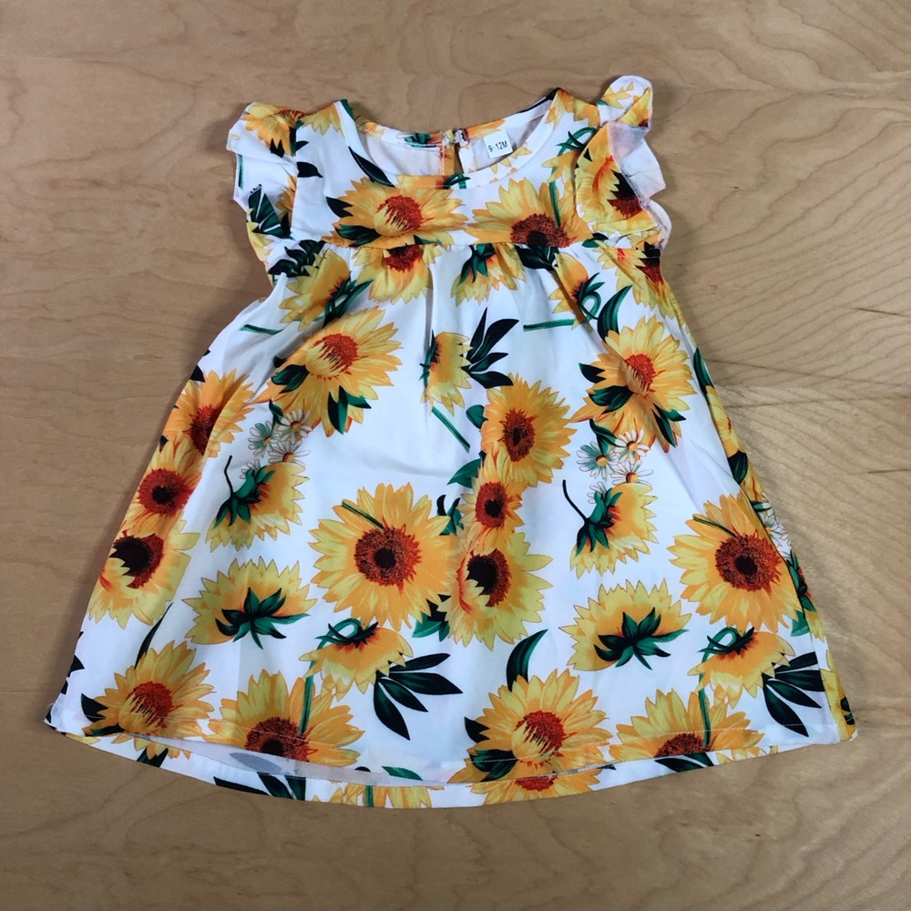 Sunflower Infant 6-9 Month Dress - Yellow and Green Floral